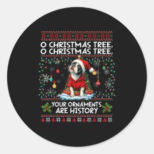 Sticker Rond Décorations de sapin de Noël de Boston Terrier Amo