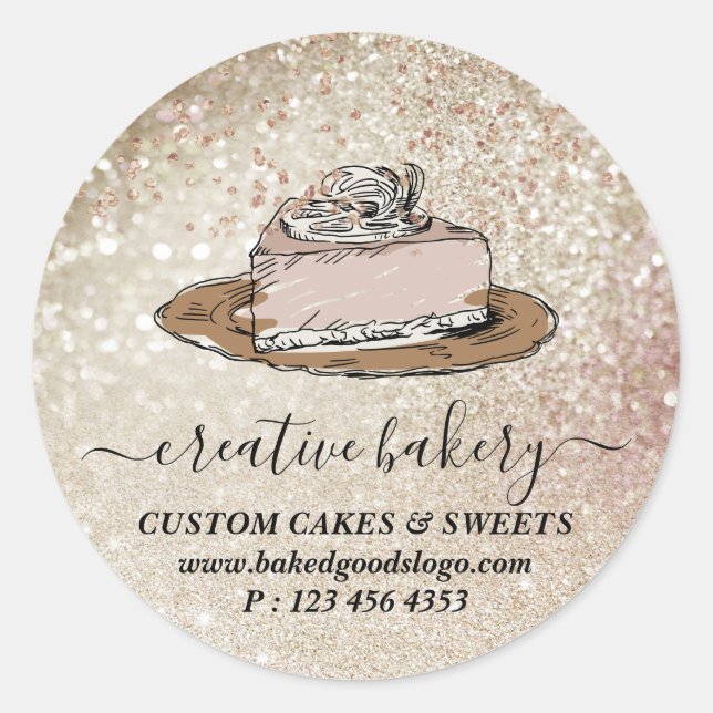 Sticker Rond Décorations de tranche de gâteau de pâtisserie de  (Devant)