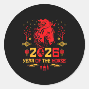 Sticker Rond Décorations du Cheval du Zodiaque Chinois 2026 Ann