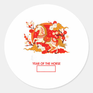 Sticker Rond Décorations du Cheval du Zodiaque Chinois 2026 Ann
