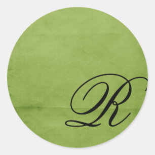 Sticker Rond Décoré d'un monogramme-vert