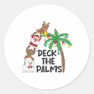 Sticker Rond Décorez le palmier Noël en juillet Xmas Hommes Fem