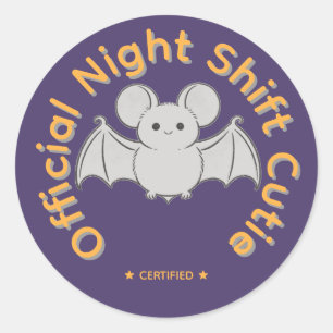 Sticker Rond Découpage de chauve-souris mignonne de nuit offici