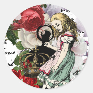 Sticker Rond Découpage vintage Alice au pays des merveilles