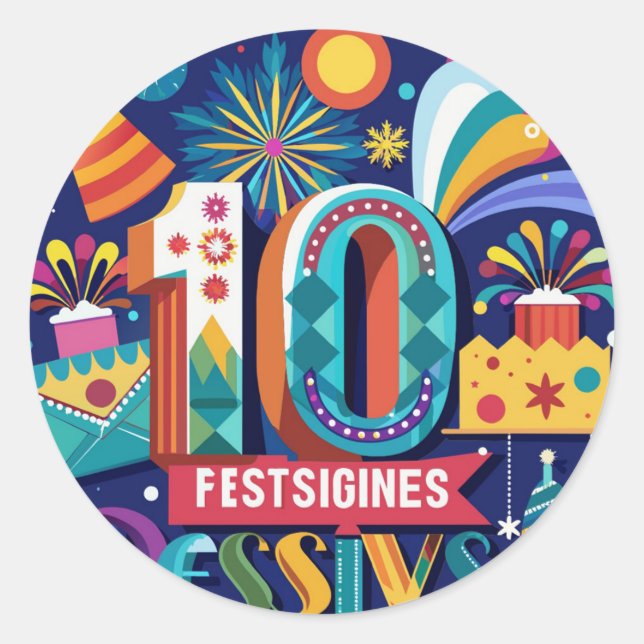 Sticker Rond Découvrez des modèles de cartes postales dynamique (Devant)