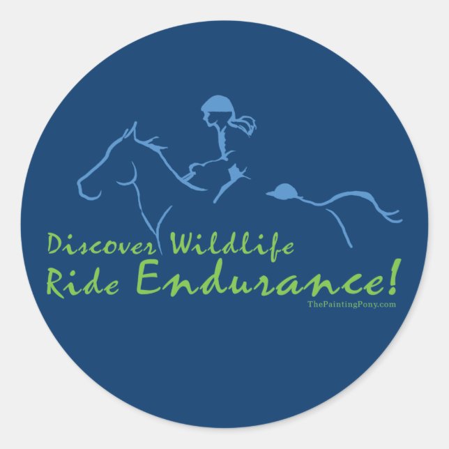 Sticker Rond Découvrez la faune - Cheval d'endurance (Devant)