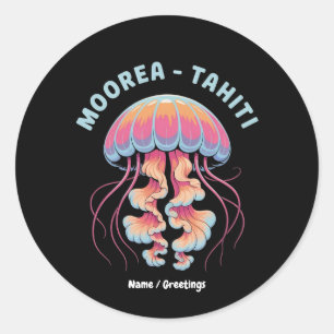 Sticker Rond Découvrez la Polynésie française Moorea Tahiti