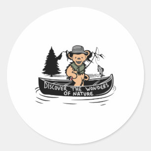 Sticker Rond Découvrez Les Merveilles De La Nature Pêche Randon