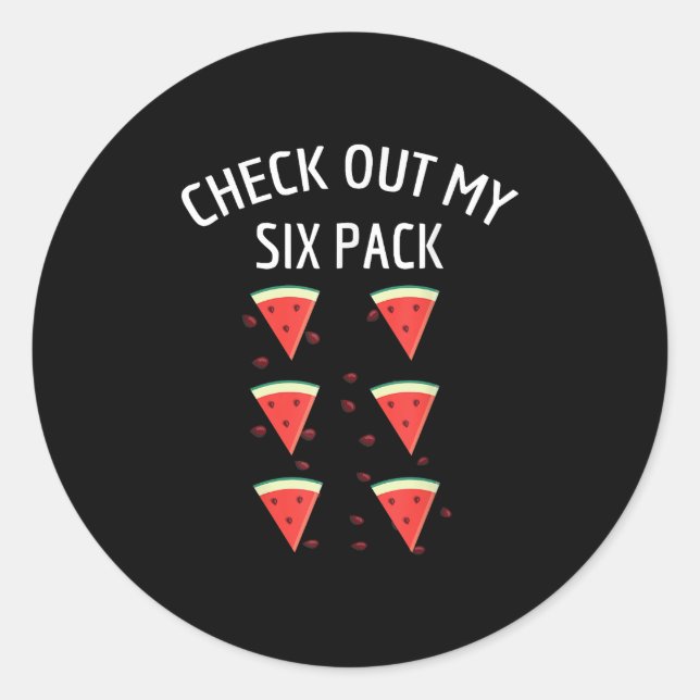 Sticker Rond Découvrez Ma Chemise Melon Fun Melon Six Pack Wate (Devant)