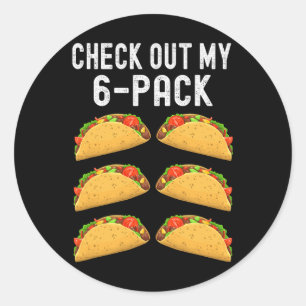 Sticker Rond Découvrez Mes Six 6 Pack Taco Funny Cinco De Mayo