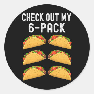 Sticker Rond Découvrez Mes Six 6 Pack Taco Funny Cinco De Mayo 