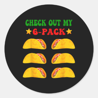 Sticker Rond Découvrez Mon Pack Six 6 Avec Tacos Pour Cinco De 