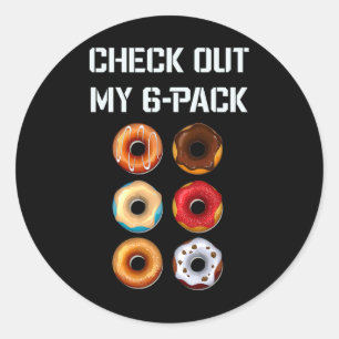 Sticker Rond Découvrez Mon Pack Six Donut Gym Humour Tee Funny