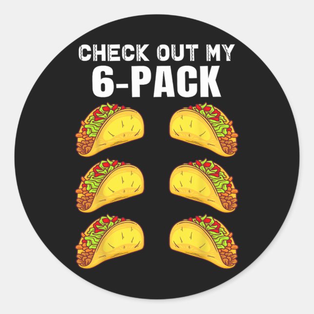 Sticker Rond Découvrez Mon Pack Six Funny Taco Boxe Cinco De M (Devant)