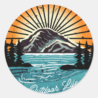 Sticker Rond Découvrez plus de vie en plein air Wanderlust