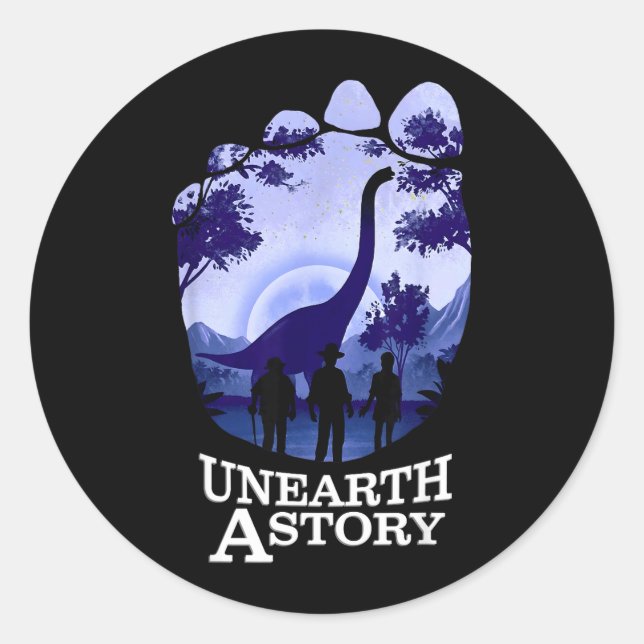 Sticker Rond Découvrez une histoire de dinosaure de lecture d'a (Devant)