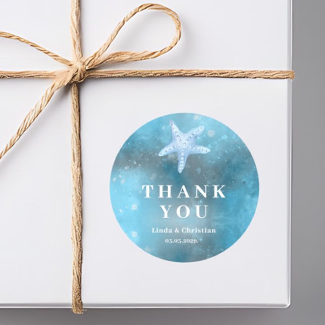 Sticker Rond Deep Blue Sea Summer Wedding  (Créateur téléchargé)