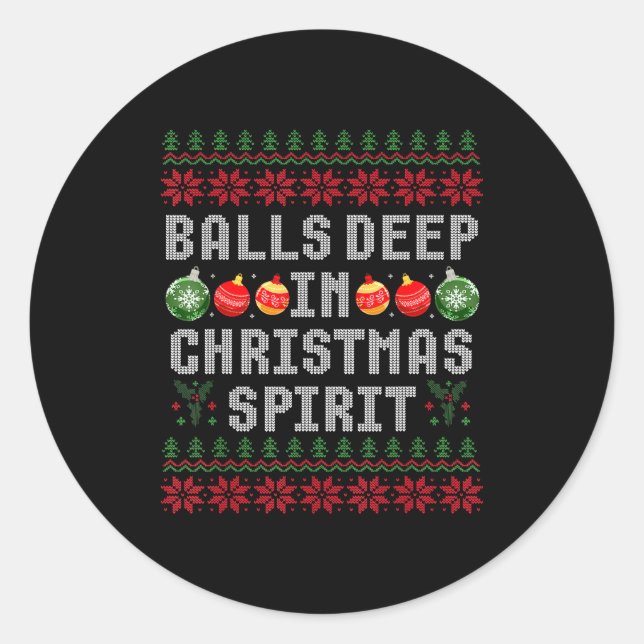 Sticker Rond Deep In The Christmas Srit Couple Matching Christm (Devant)