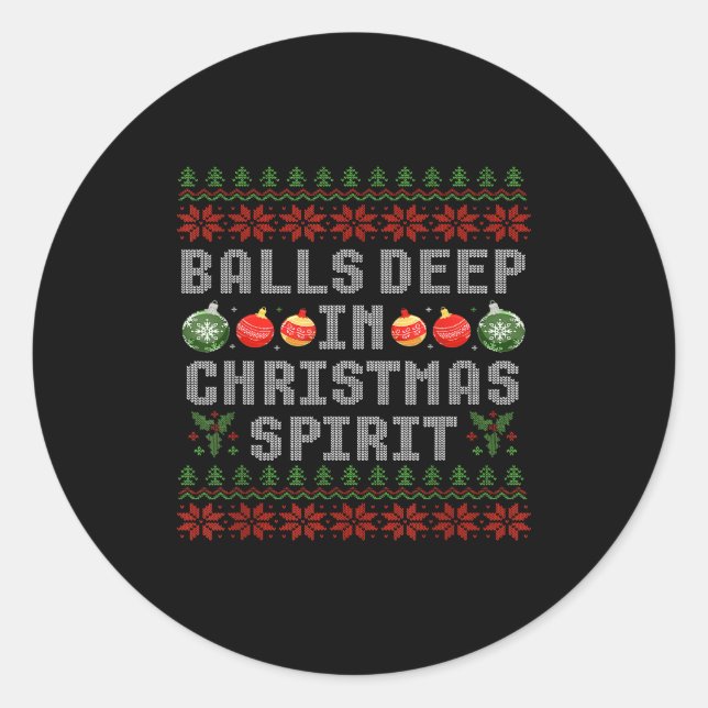 Sticker Rond Deep In The Christmas Srit Couples Ugly Matching  (Devant)