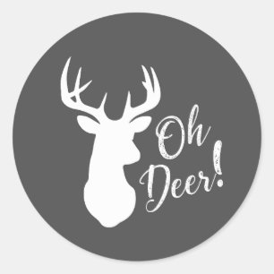 Sticker Rond Deer Hunter Lodge Baby shower Antlers Boy Blue