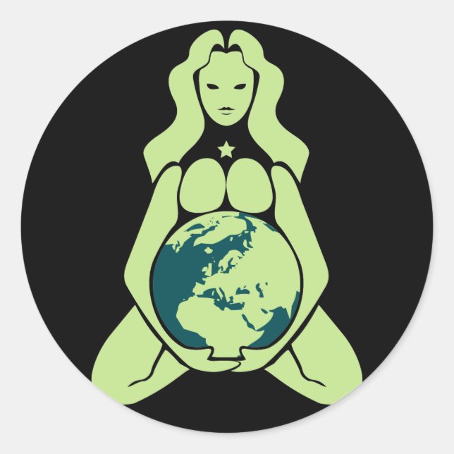 Sticker Rond Déesse de la Terre Enceinte (Devant)