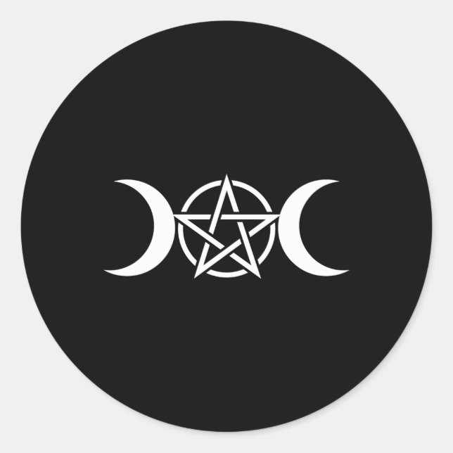 Sticker Rond Déesse de la triple lune Pentacle Pagan Wiccan Occ (Devant)