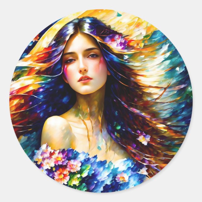 Sticker Rond Déesse du printemps (Devant)