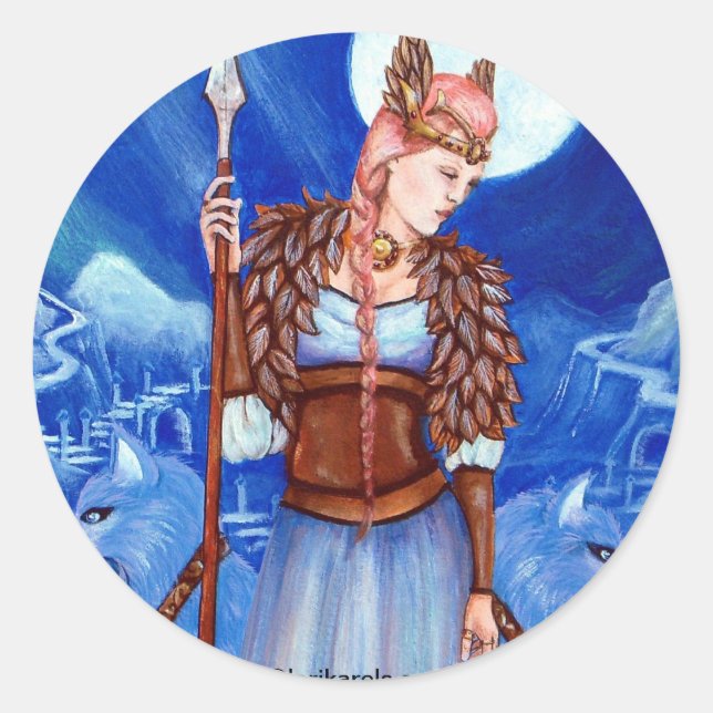 Sticker Rond Déesse Freya Norse (Devant)