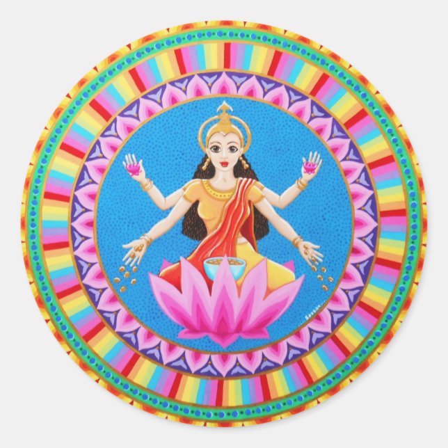 Sticker Rond Déesse Lakshmi mandala (Devant)