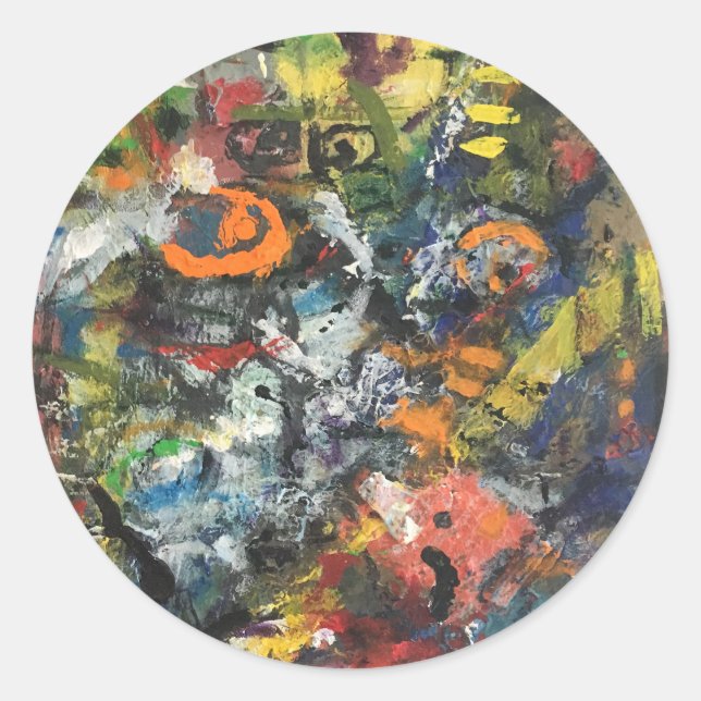 Sticker Rond Déesse plumée abstraite par Hankamer Artjunkhaus (Devant)