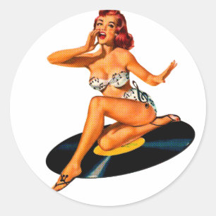 Sticker Rond Déesse Rockabilly