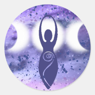 Sticker Rond "Déesse Triple Moon"