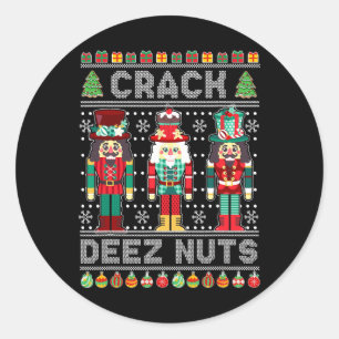 Sticker Rond Deez Nuts Nutcracker Fun Vilain Noël