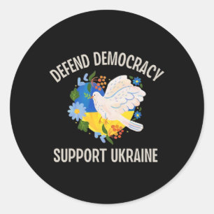 Sticker Rond Défendre la démocratie soutenir l'Ukraine 