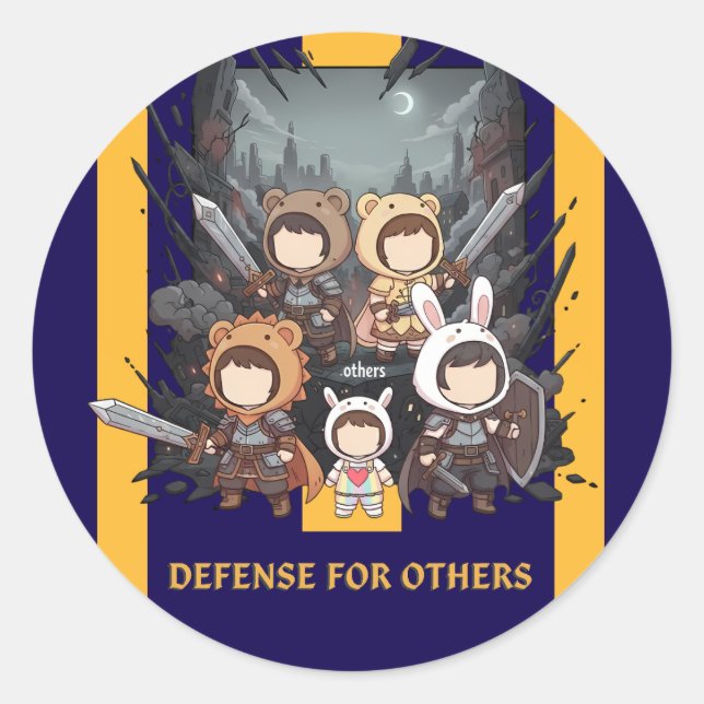 Sticker Rond Défense des autres - Petits Gardiens (Devant)