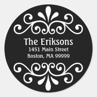 Sticker Rond Défilement d'adresses personnalisées en noir