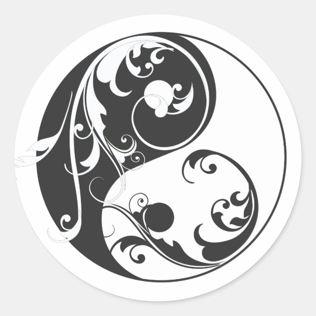 Sticker Rond Défilement Yin & Yang (noir) (Devant)