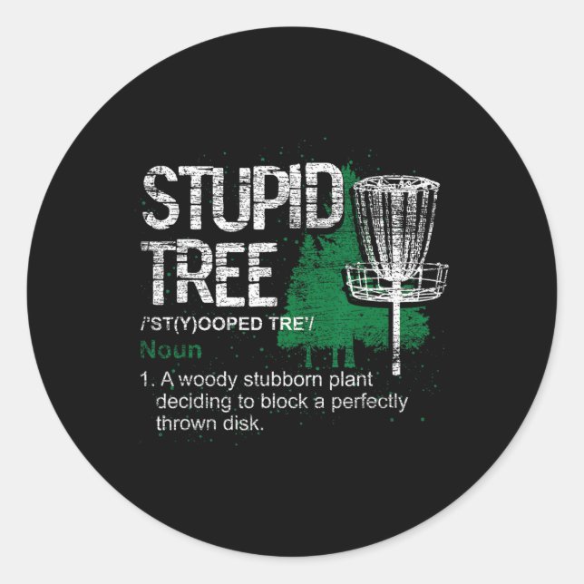 Sticker Rond Définition d'arbre stupide Athlète drôle Disc Golf (Devant)