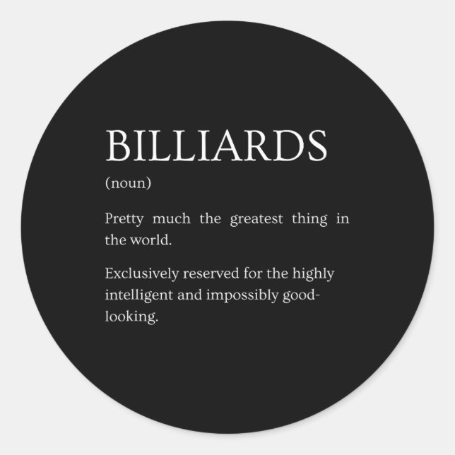 Sticker Rond Définition de billard - Billard sarcastique amusan (Devant)