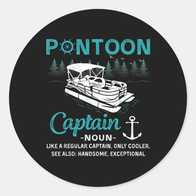 Sticker Rond Définition de capitaine de ponton drôle bateau pon (Devant)