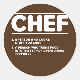 Sticker Rond Définition de chef de cuisine amusante