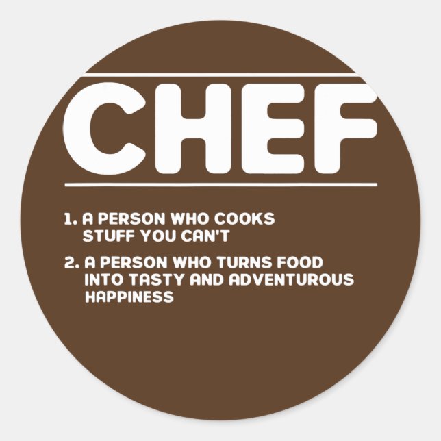 Sticker Rond Définition de chef de cuisine amusante (Devant)