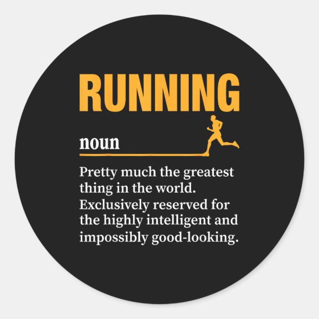 Sticker Rond Définition de course Humour Marathon Drôle Athlète (Devant)