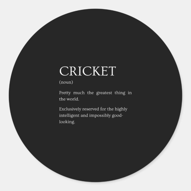 Sticker Rond Définition de cricket - Explication drôle sarcasti (Devant)