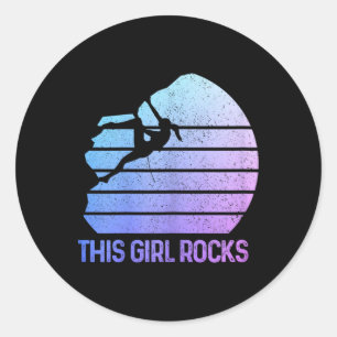 Sticker Rond Définition de fille d'escalade de roche Grimpeur d