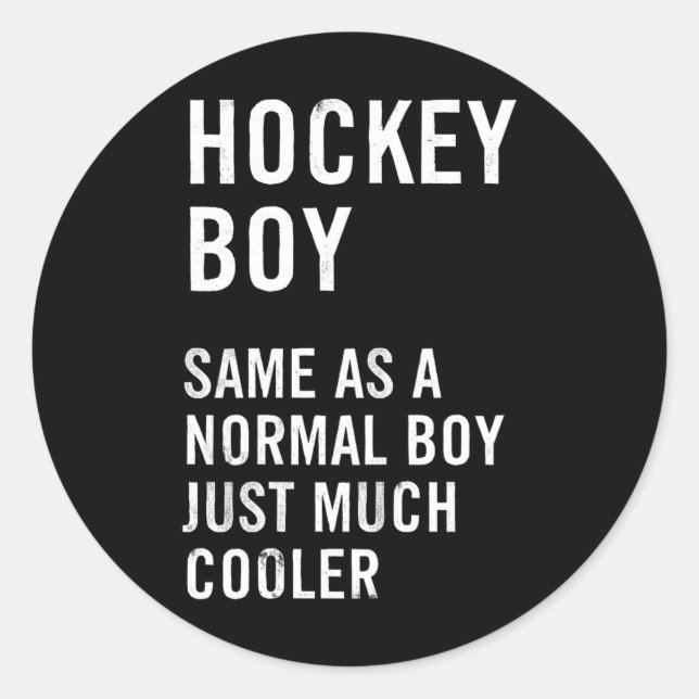 Sticker Rond Définition de garçon de hockey drôle  (Devant)
