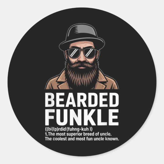 Sticker Rond Définition De L'Oncle Archevé Drôle Funkle Pour Am (Devant)