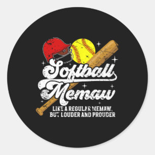Sticker Rond Définition de Memaw de softball Memaw d'un jeu de