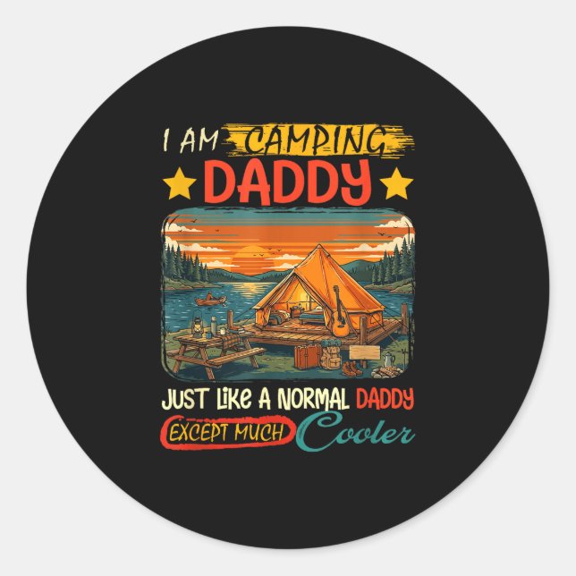 Sticker Rond Définition de papa campeur beaucoup plus cool pour (Devant)