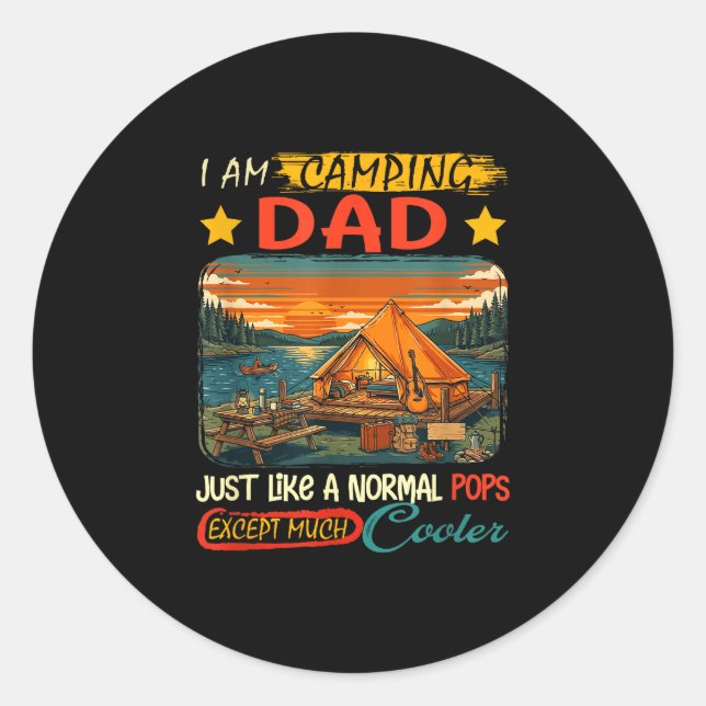 Sticker Rond Définition de papa camping beaucoup plus cool fête (Devant)